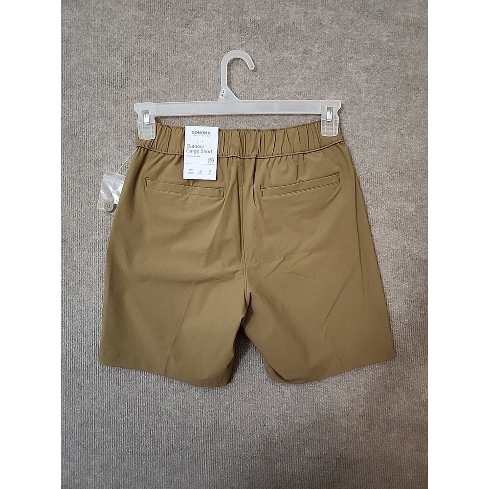Sonoma Outdoor Cargo Shorts Mens 30 Brown Nylon Stretch Belted Elastic Waist NEW - Picture 6 of 11